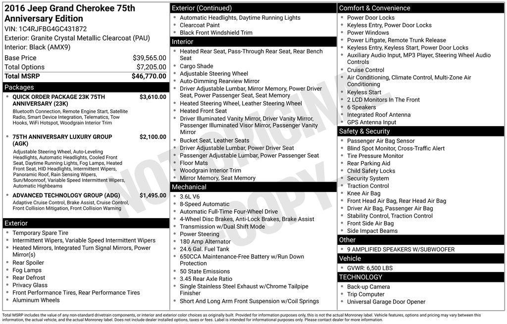 used 2016 Jeep Grand Cherokee car, priced at $9,728