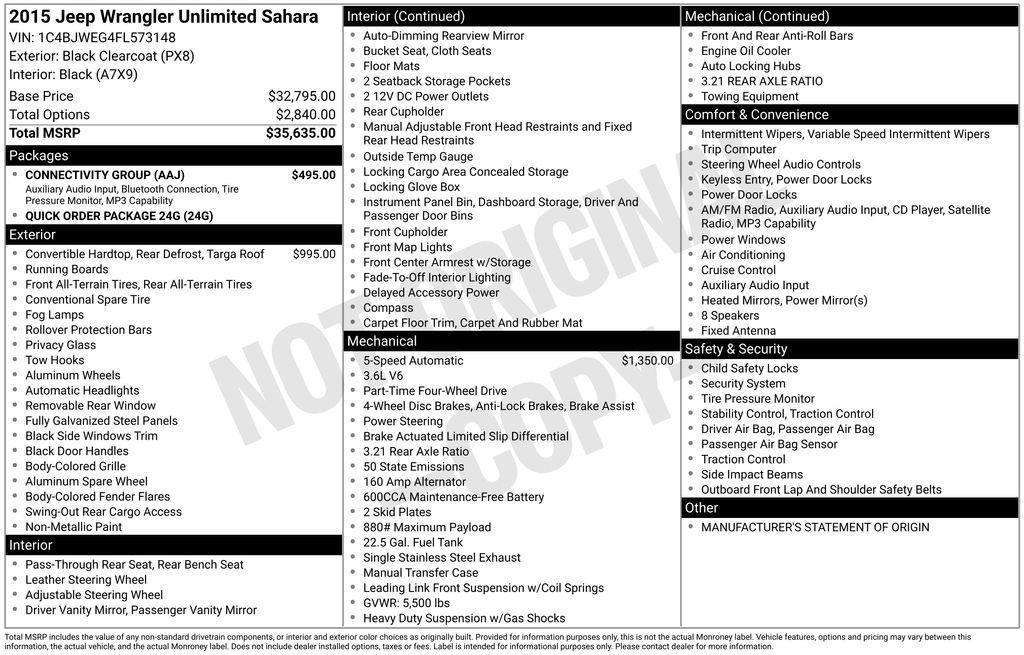 used 2015 Jeep Wrangler Unlimited car, priced at $17,532