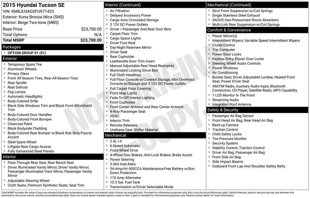 used 2015 Hyundai Tucson car, priced at $9,947