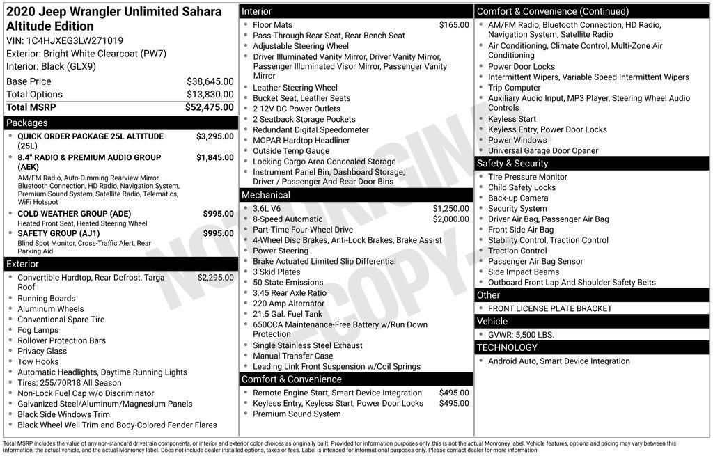 used 2020 Jeep Wrangler Unlimited car, priced at $27,546