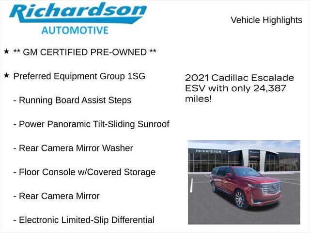 used 2021 Cadillac Escalade ESV car, priced at $72,575
