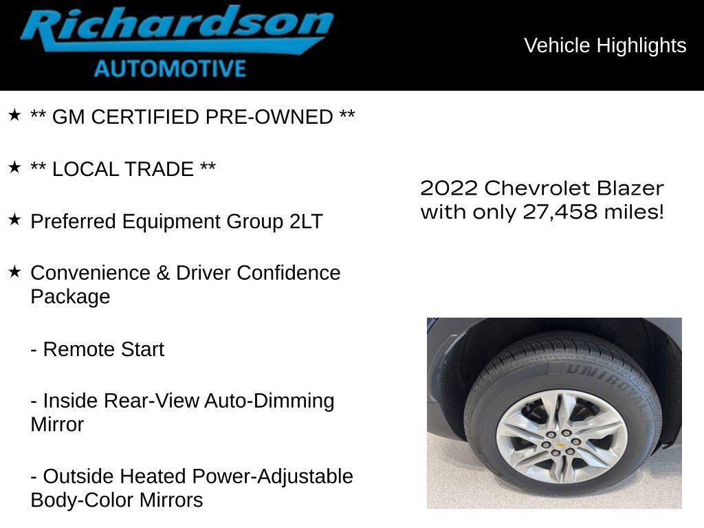 used 2022 Chevrolet Blazer car, priced at $23,996