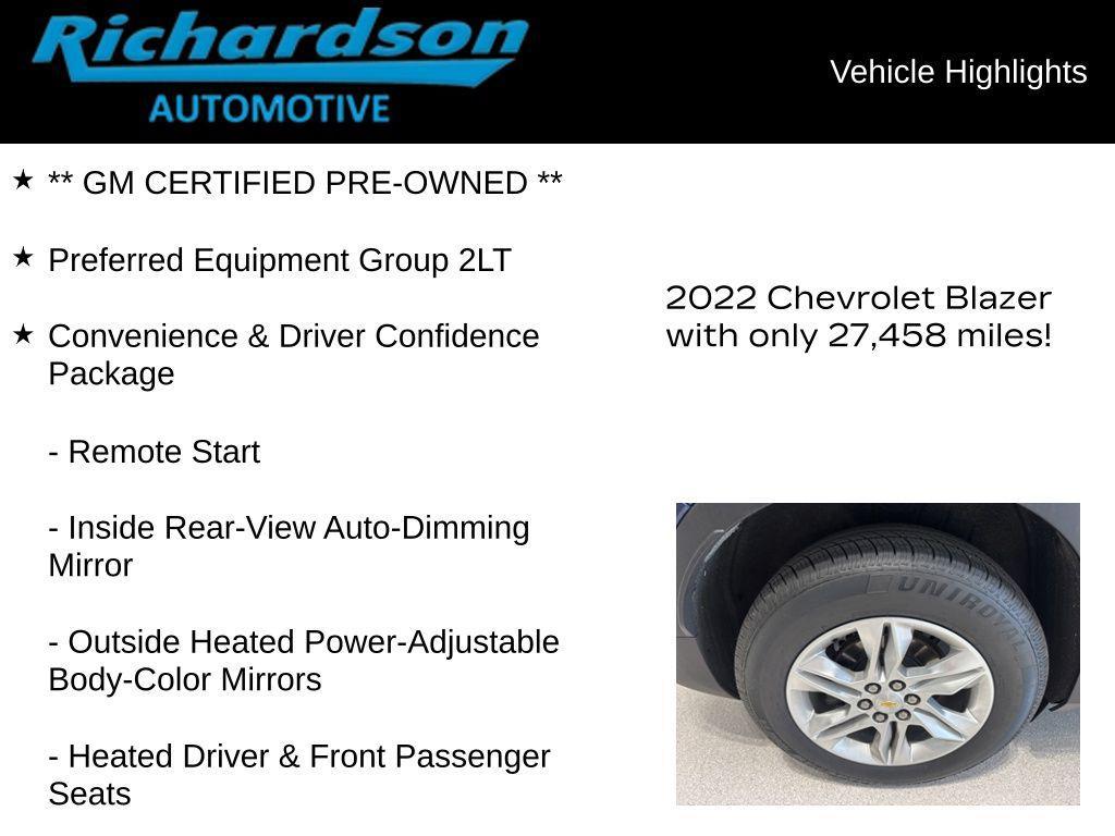 used 2022 Chevrolet Blazer car, priced at $24,982