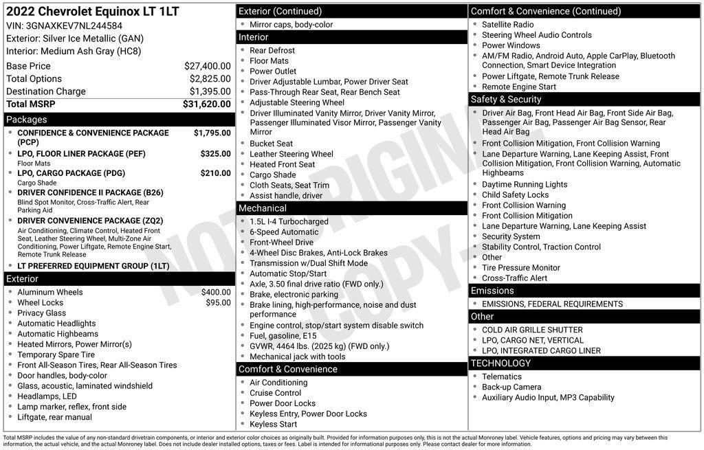 used 2022 Chevrolet Equinox car, priced at $20,365