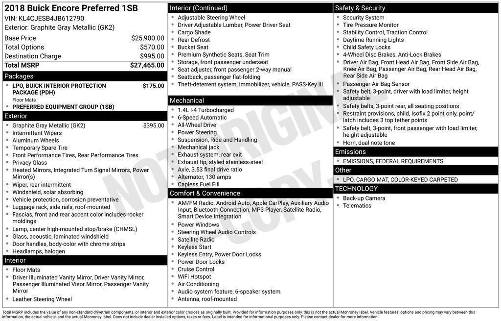 used 2018 Buick Encore car, priced at $11,985