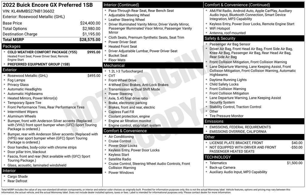 used 2022 Buick Encore GX car, priced at $18,774