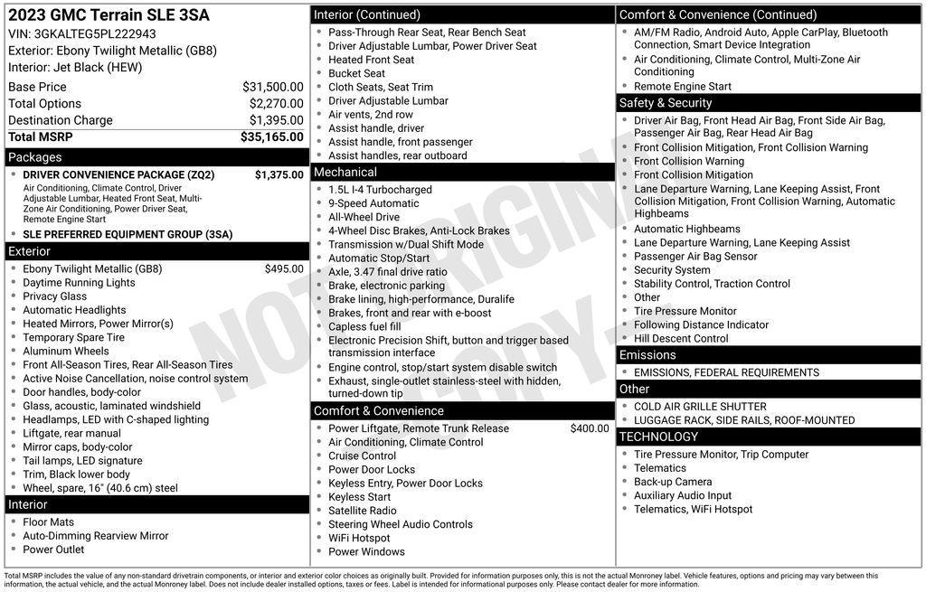 used 2023 GMC Terrain car, priced at $23,139