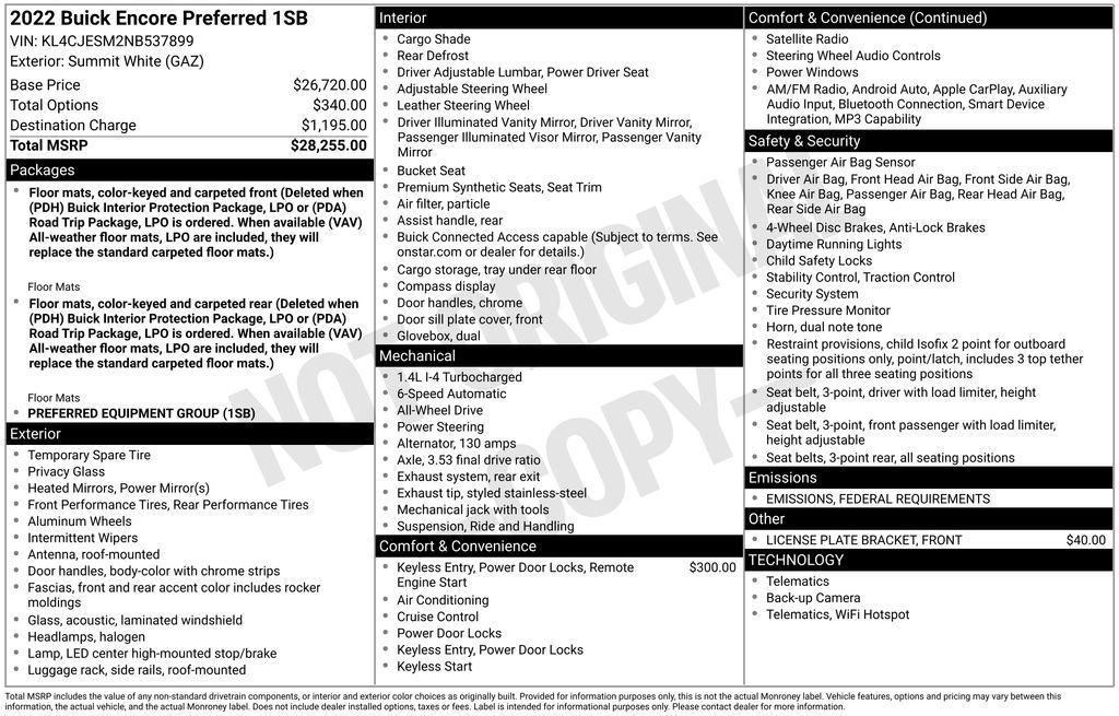 used 2022 Buick Encore car, priced at $18,194