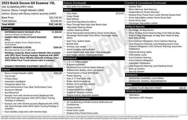 used 2023 Buick Encore GX car, priced at $24,538