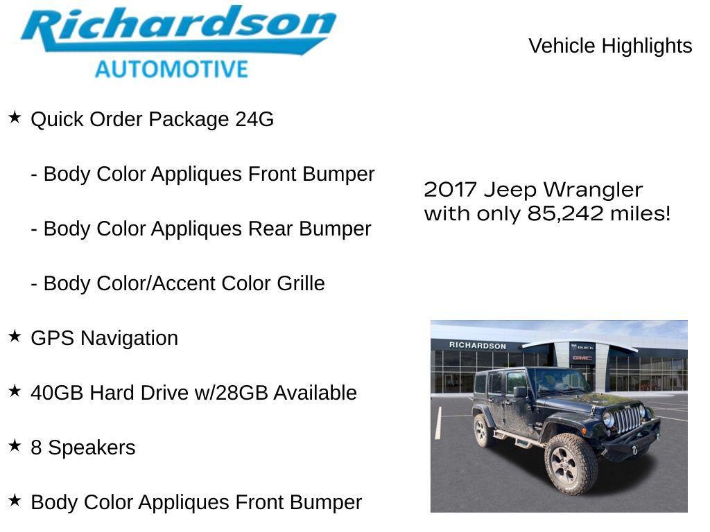 used 2017 Jeep Wrangler Unlimited car, priced at $19,875