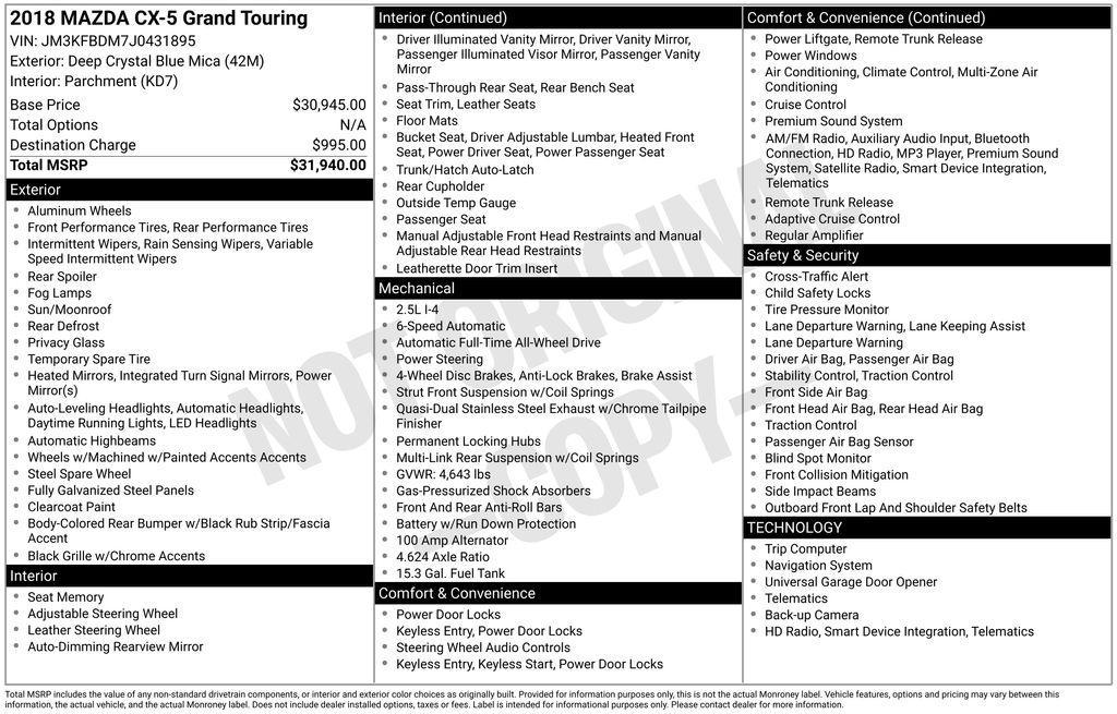 used 2018 Mazda CX-5 car, priced at $18,096