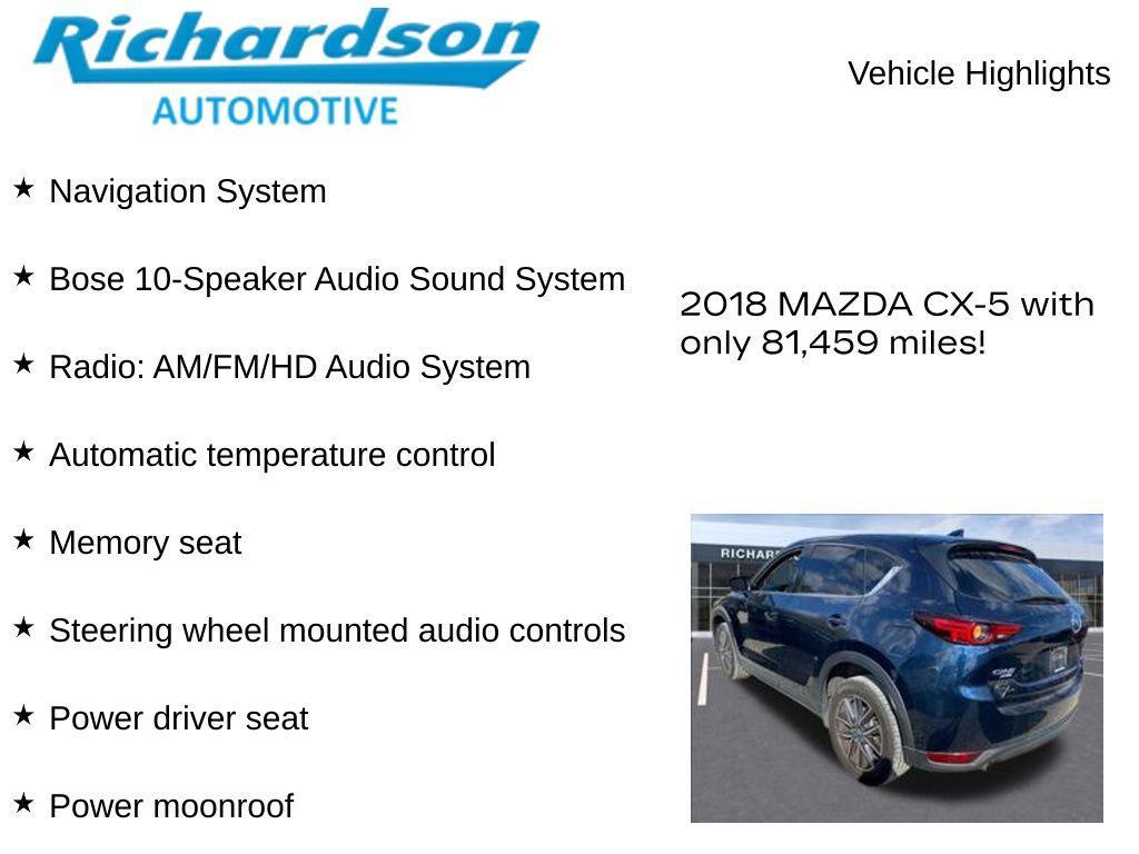 used 2018 Mazda CX-5 car, priced at $18,096
