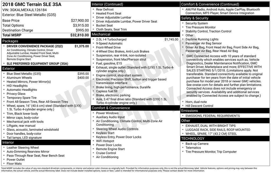 used 2018 GMC Terrain car, priced at $14,353