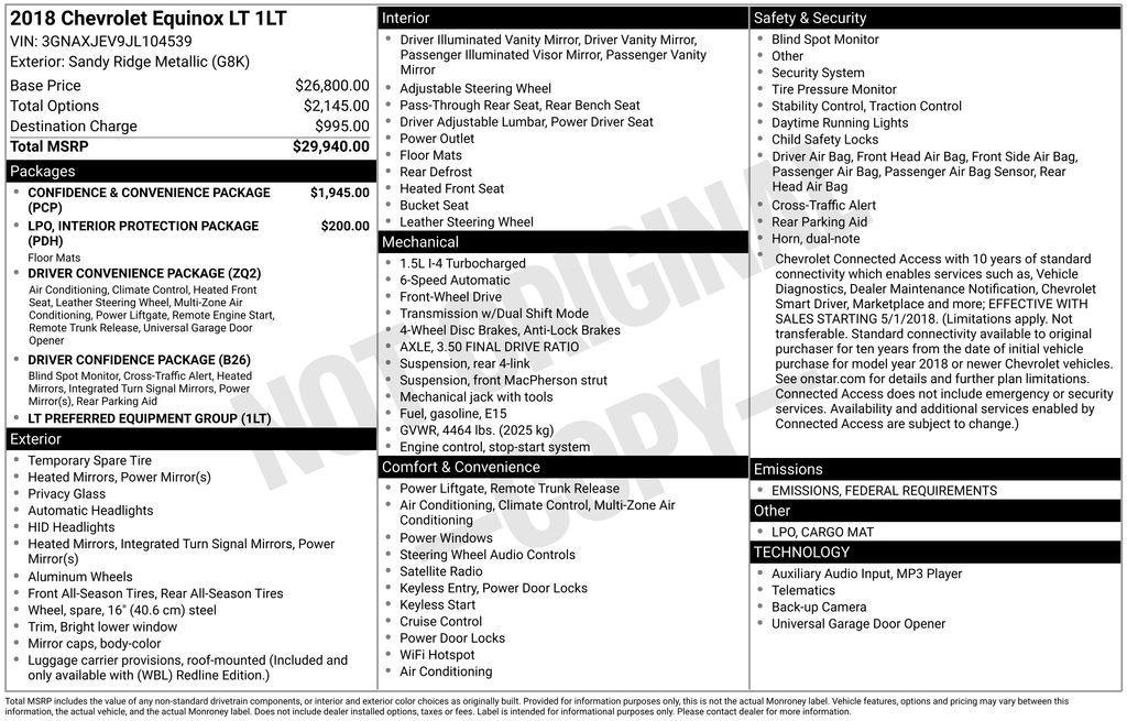 used 2018 Chevrolet Equinox car, priced at $12,293