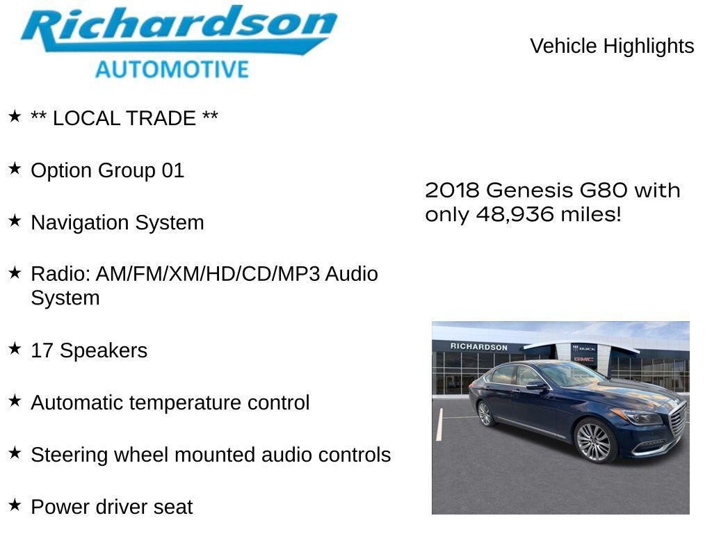 used 2018 Genesis G80 car, priced at $26,152