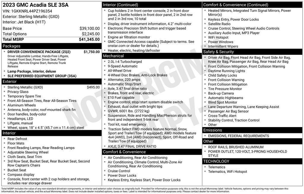 used 2023 GMC Acadia car, priced at $27,347