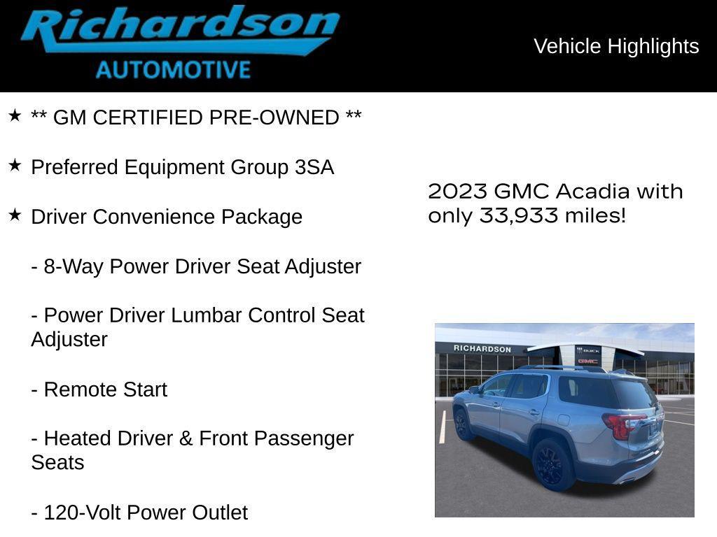 used 2023 GMC Acadia car, priced at $27,347