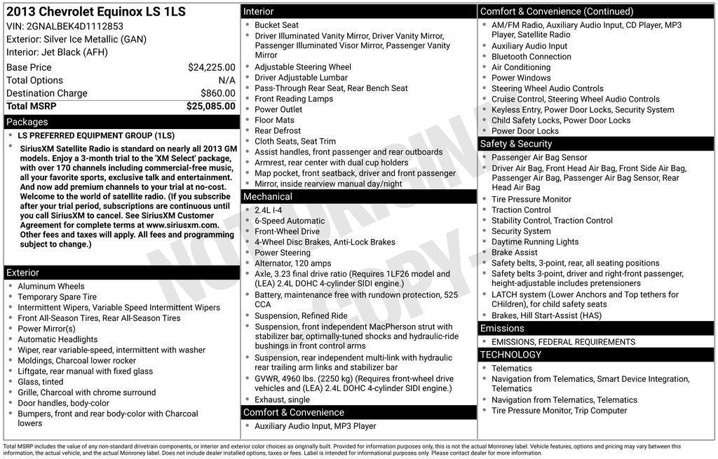 used 2013 Chevrolet Equinox car, priced at $5,488