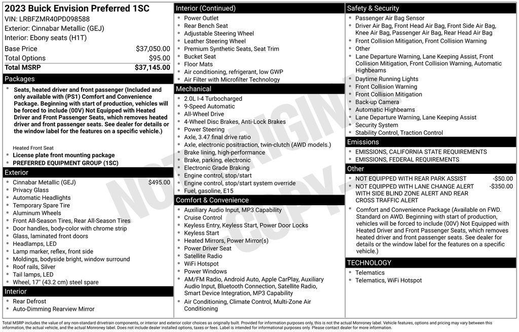 used 2023 Buick Envision car, priced at $30,143