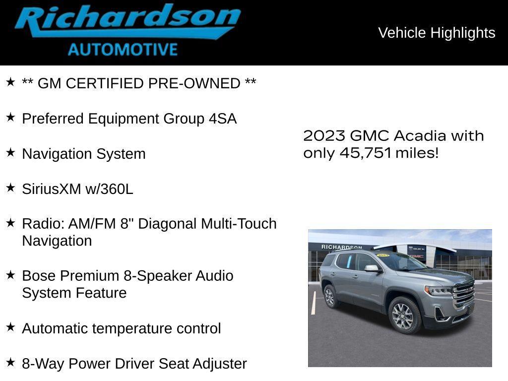 used 2023 GMC Acadia car, priced at $27,281