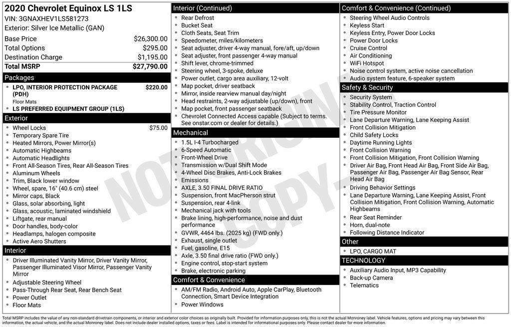 used 2020 Chevrolet Equinox car, priced at $14,961