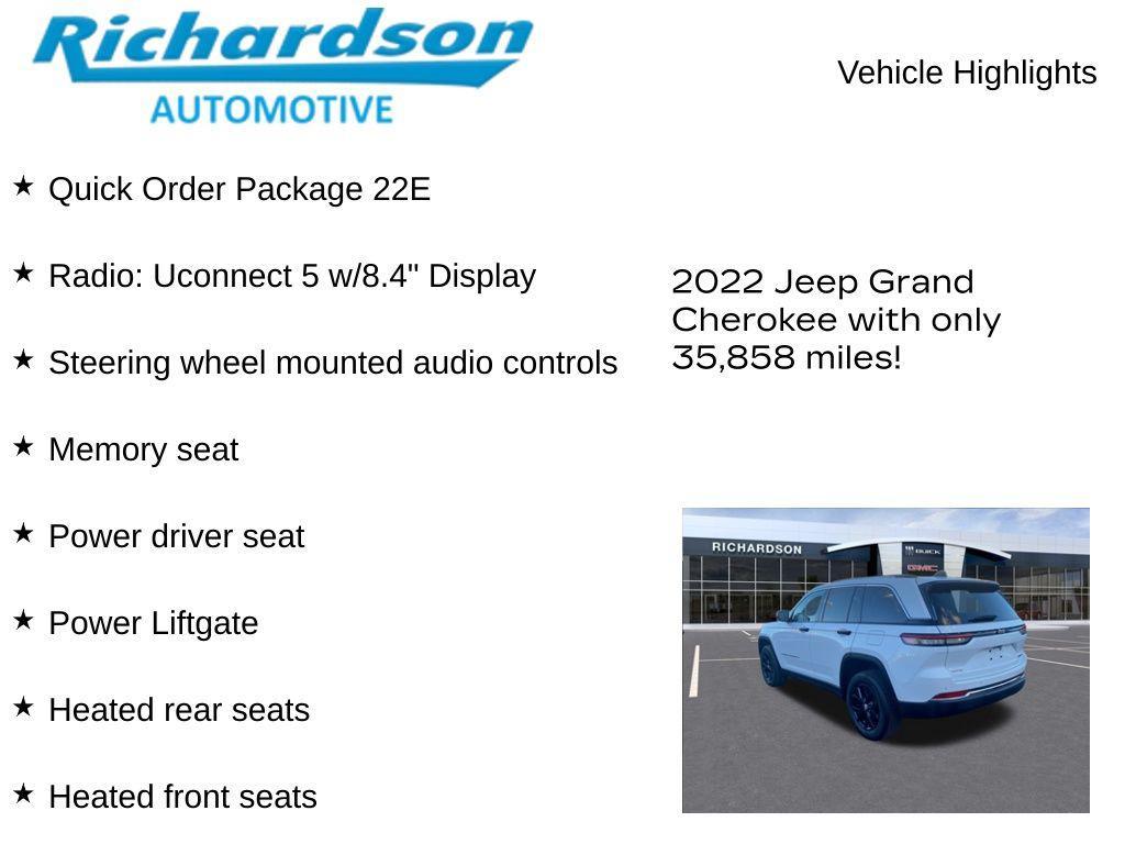 used 2022 Jeep Grand Cherokee car, priced at $30,792