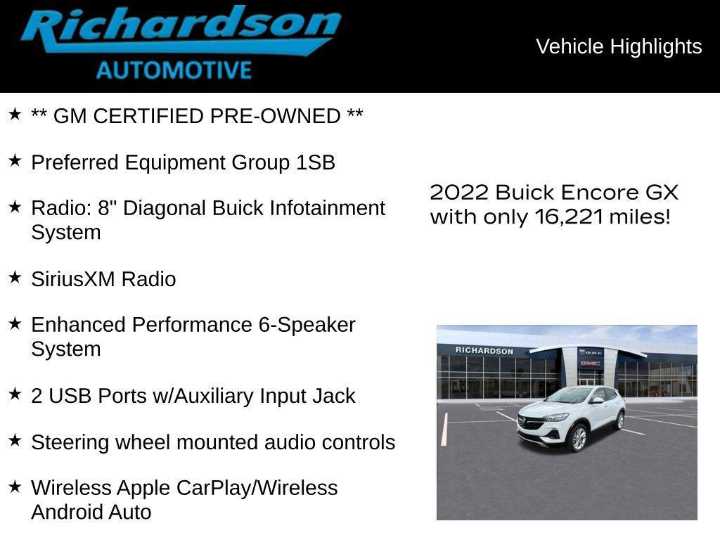 used 2022 Buick Encore GX car, priced at $19,894