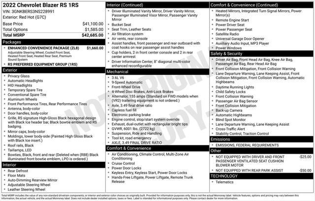 used 2022 Chevrolet Blazer car, priced at $28,506