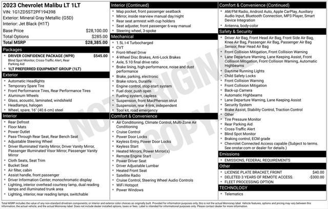 used 2023 Chevrolet Malibu car, priced at $18,154