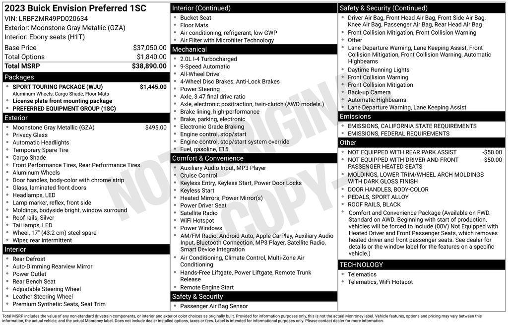 used 2023 Buick Envision car, priced at $24,976