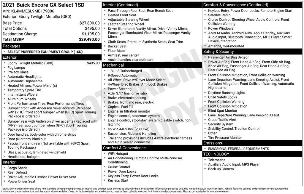 used 2021 Buick Encore GX car, priced at $18,433