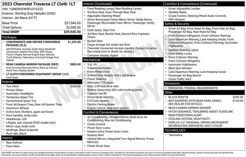used 2023 Chevrolet Traverse car, priced at $31,936