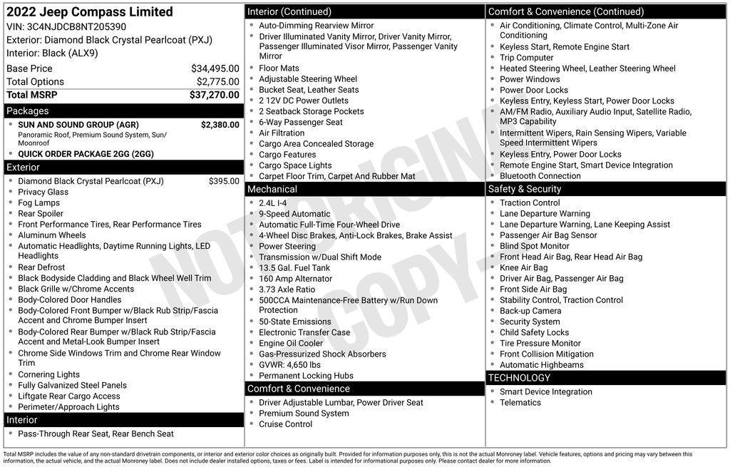 used 2022 Jeep Compass car, priced at $23,305