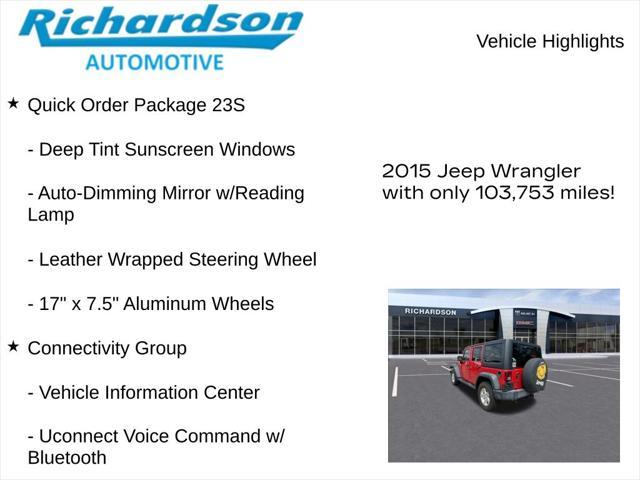 used 2015 Jeep Wrangler Unlimited car, priced at $15,453
