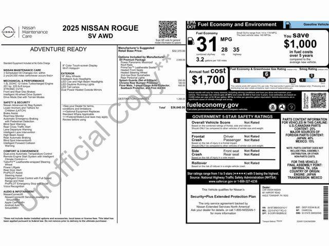 new 2025 Nissan Rogue car, priced at $36,640