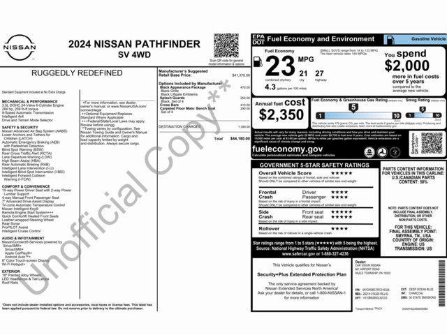 new 2024 Nissan Pathfinder car, priced at $44,180