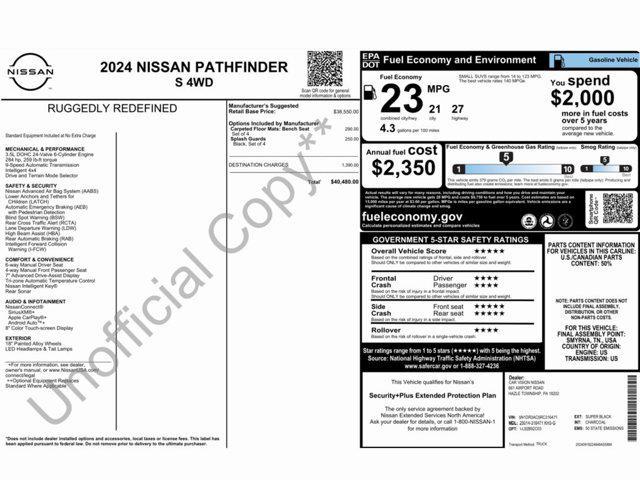 new 2024 Nissan Pathfinder car, priced at $40,480