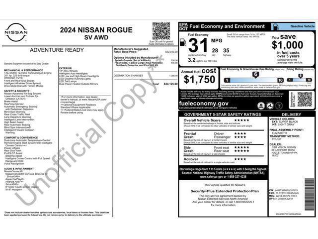 new 2024 Nissan Rogue car, priced at $34,125