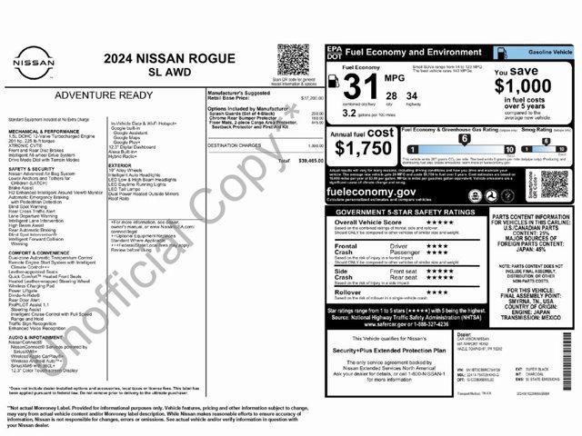 new 2024 Nissan Rogue car, priced at $39,465