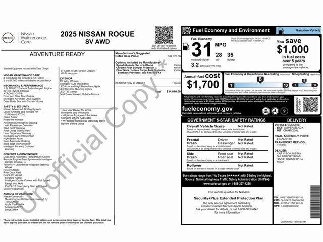 new 2025 Nissan Rogue car, priced at $34,640