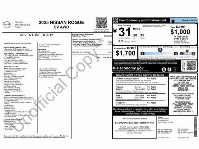 new 2025 Nissan Rogue car, priced at $34,640