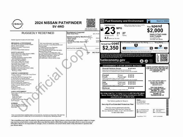 new 2024 Nissan Pathfinder car, priced at $43,710