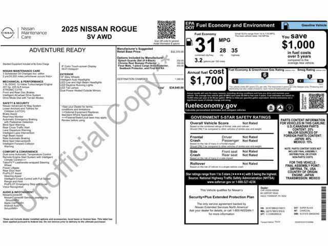 new 2025 Nissan Rogue car, priced at $34,640