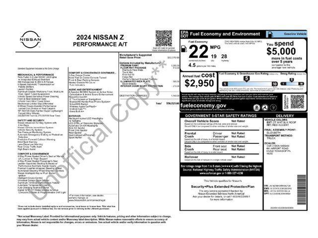 new 2024 Nissan Z car, priced at $56,525