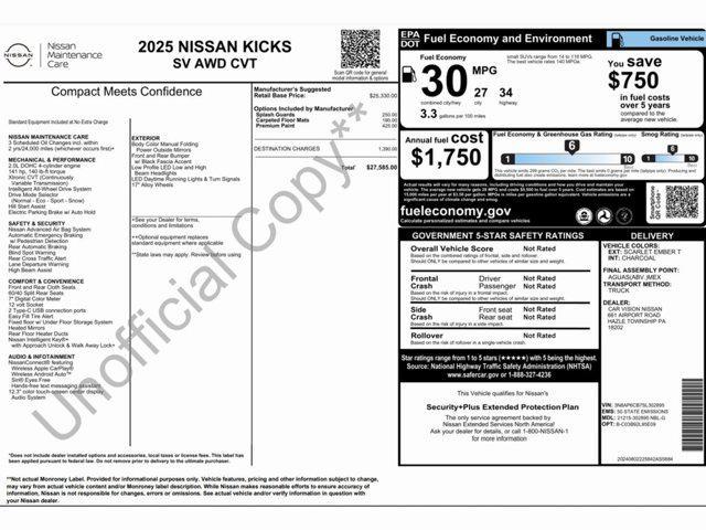 new 2025 Nissan Kicks car, priced at $27,585