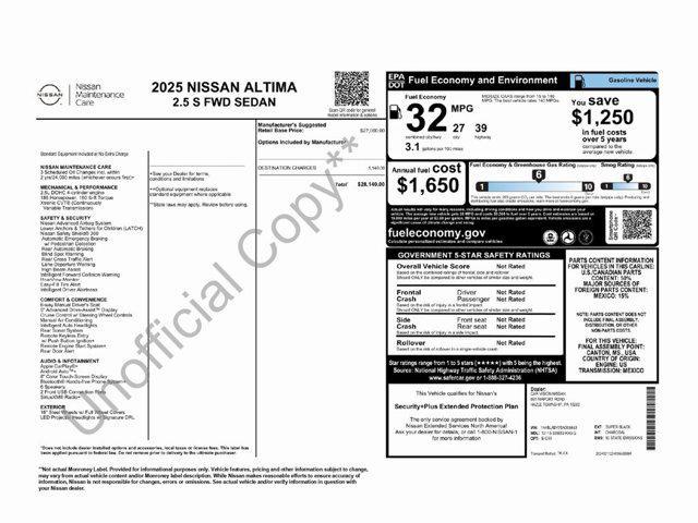 new 2025 Nissan Altima car, priced at $28,140