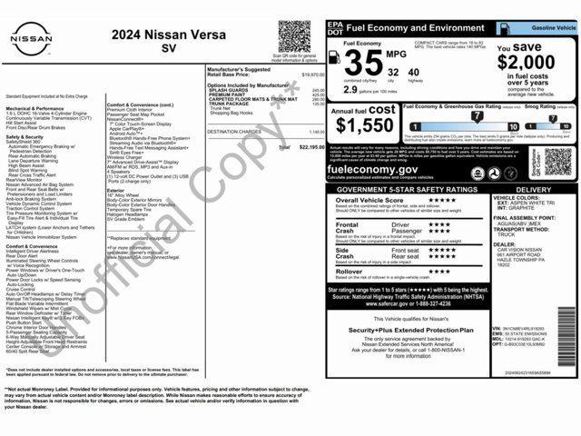 new 2024 Nissan Versa car, priced at $22,195