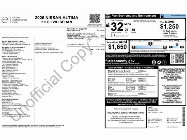 new 2025 Nissan Altima car, priced at $28,750