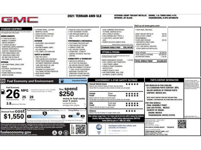 used 2021 GMC Terrain car, priced at $17,999