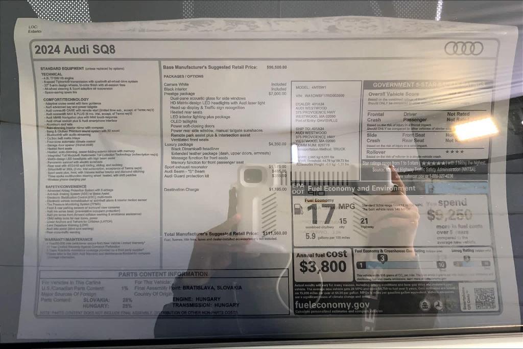 new 2024 Audi SQ8 car, priced at $111,560